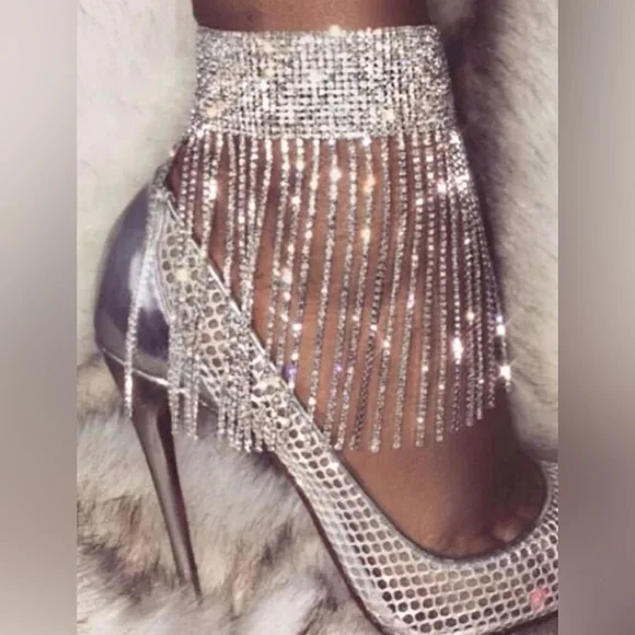 New Luxe Crystal Fringe Tassel Anklet - Picture 15 of 16